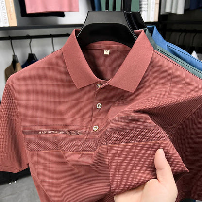 Retro men's short sleeved polo shirt summer fashion pocket stripe high-end custom design comfortable cotton top casual T-shirt