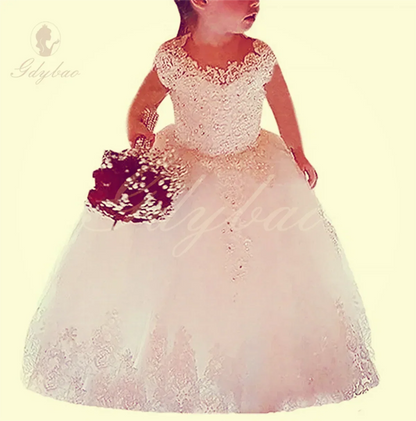 Long Sleeves Princess A Line Flower Girl Dresses for Wedding Sequins Beads Birthday Pageant Gowns Kids First Communion Dress
