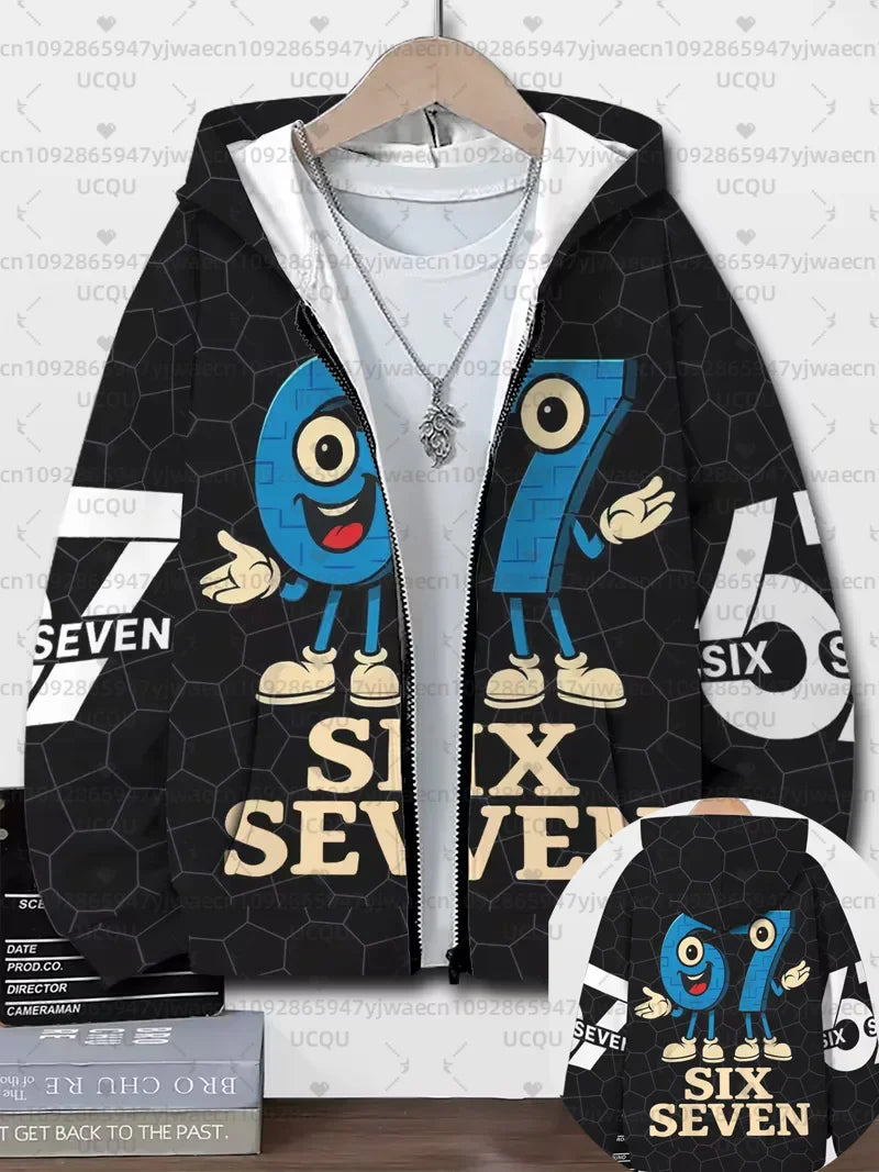 Hoodies For Kids 67 Six Seven Italian Brain Rot Math Joke Tops Y2k Game Saying Zipper Clothes Graphic Y2k Children's Hoodies
