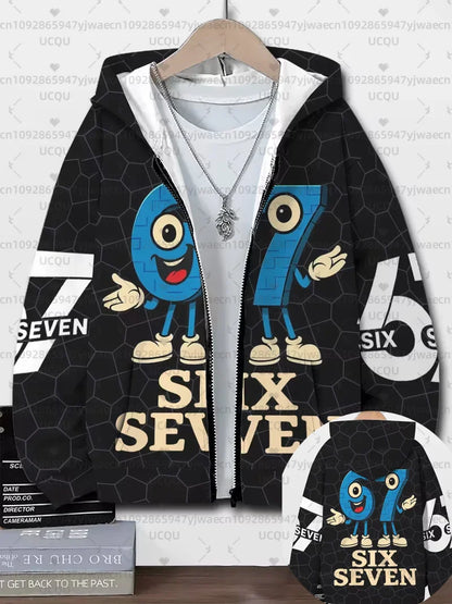 Hoodies For Kids 67 Six Seven Italian Brain Rot Math Joke Tops Y2k Game Saying Zipper Clothes Graphic Y2k Children's Hoodies