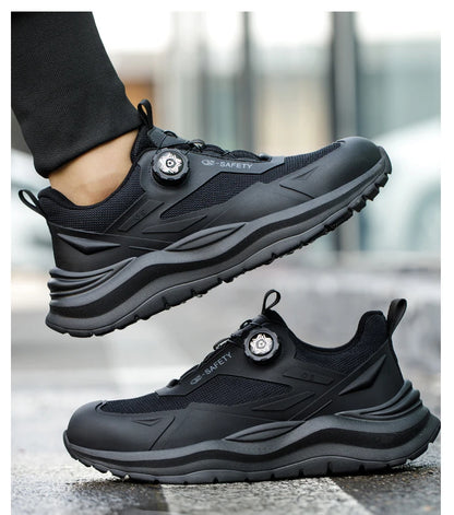 Large Size 48 Men's Summer Safety Shoes Rotating Button Work Sneakers Steel Toe Shoes Puncture-Proof Protection Shoes Security