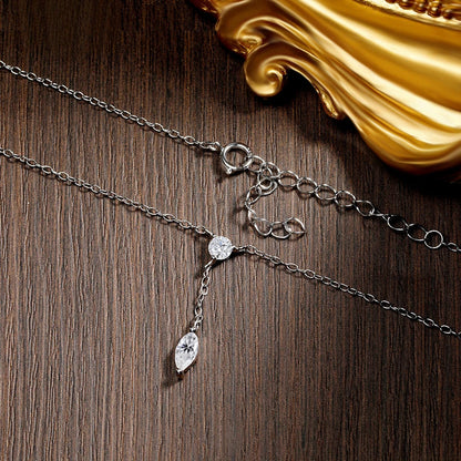 Moissanite Necklaces for Women GRA Certified 3x6mm Marquise Cut Gemstone Pendant s925 Sterling Silver Dainty Necklaces