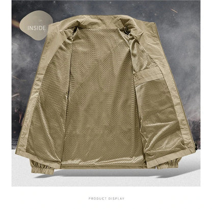 Autumn Breathable New Men's Jackets Outdoor Sports Loose Korean Casual Coat Man Stand Up Collar Classic Solid Color Windbreaker