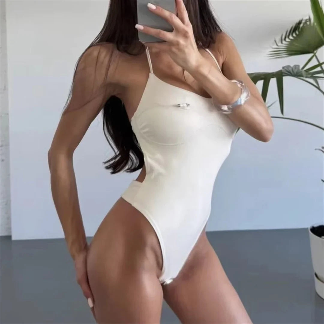 Sexy Cut Out Underwired Women Swimwear One Piece Swimsuit Female Extreme String Mini Micro Thong Bather Bathing Suit Swim V7744