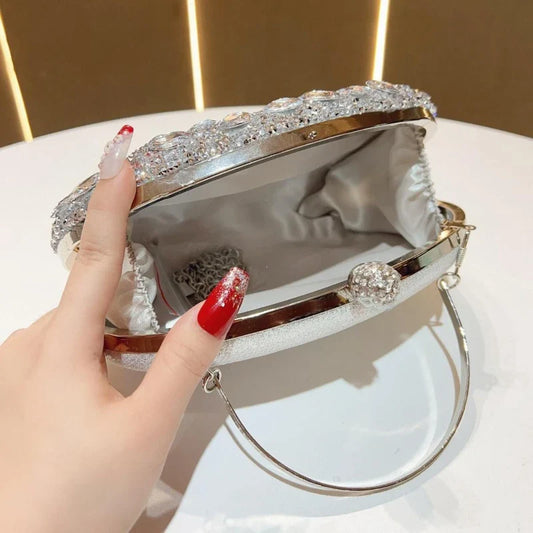 Golden Birthday Party Luxury Crystal Silver Diamond Evening Bags Women Party Purse Wedding Pink Bridal Boutique Clutch Bags
