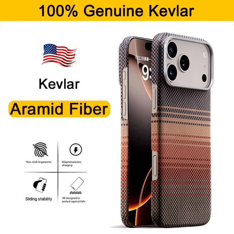 100% Kevlar Aramid Carbon Fiber Case For iPhone 17 Pro Max 17Pro With Magsafe Luxury Cover Magnetic Ultra-Thin Phone Back Case