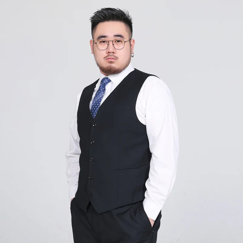 Plus Size Suit Vest for Men Smart Casual Mens Vest Single-breasted Waistcoat for Business Wedding Groomsman Spring Summer Autumn