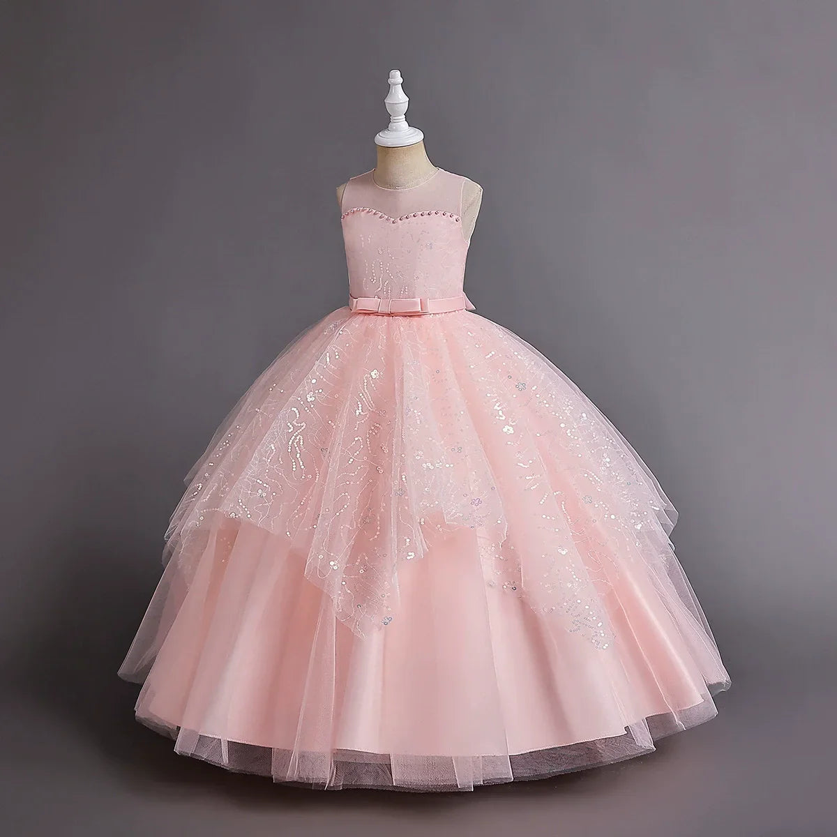 Fashion Children Princess Dress Lace Sleeveless Flower Girl Dresses for Weddings Summer Kids Girls Party Dress 3-15 Years