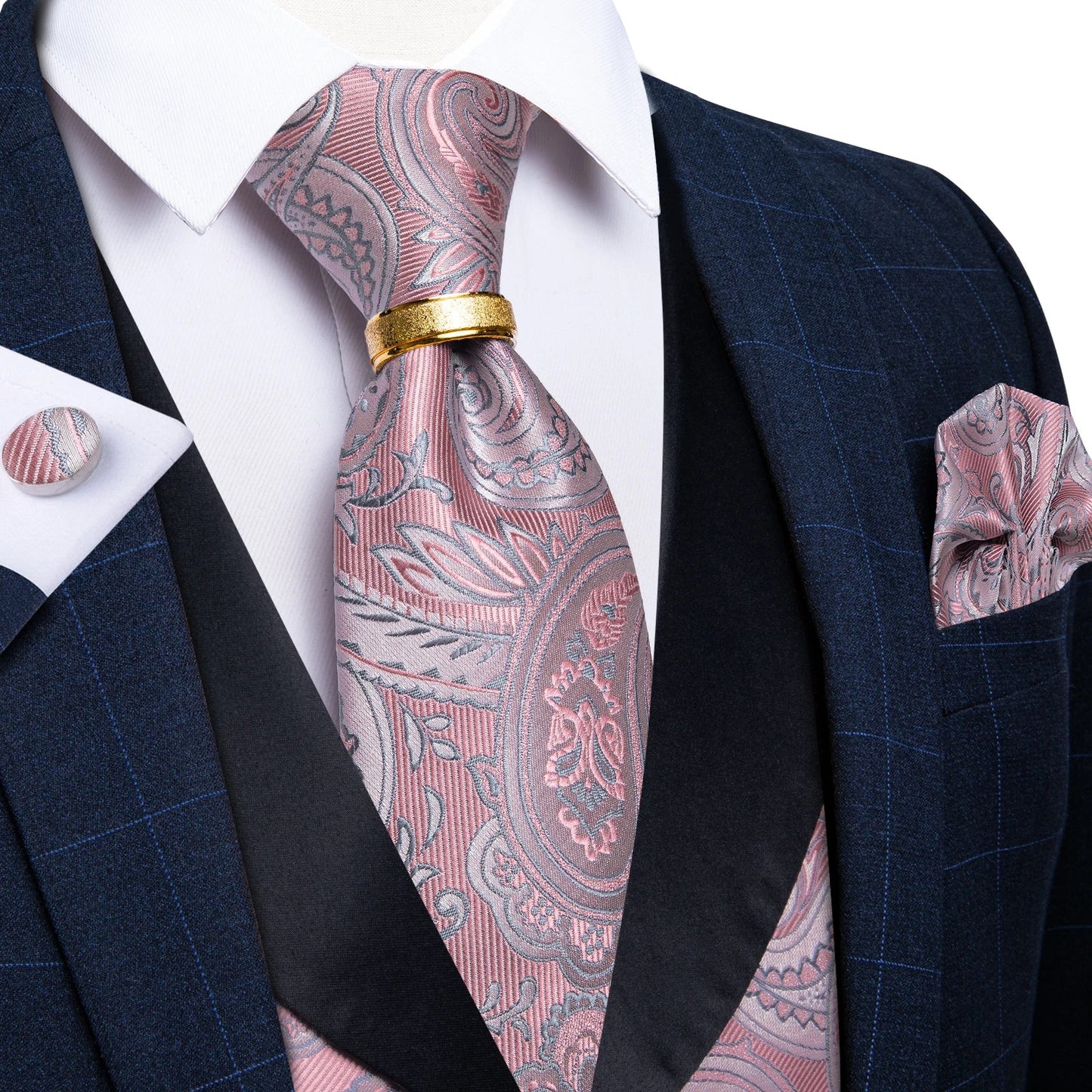 Men's Vest Blue Floral Suit Vest V Neck Tie Set For Wedding Party Brand Formal Dress Waistcoat Man Casual Sleeveless Jacket