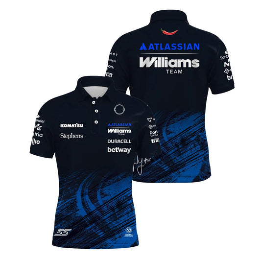 2026 New Williams Racing Polo Shirt Carlos Sainz 55 Alex Albon 23 Outdoor Sports Quick Dry T-shirt Men's Casual Plus Size Polos