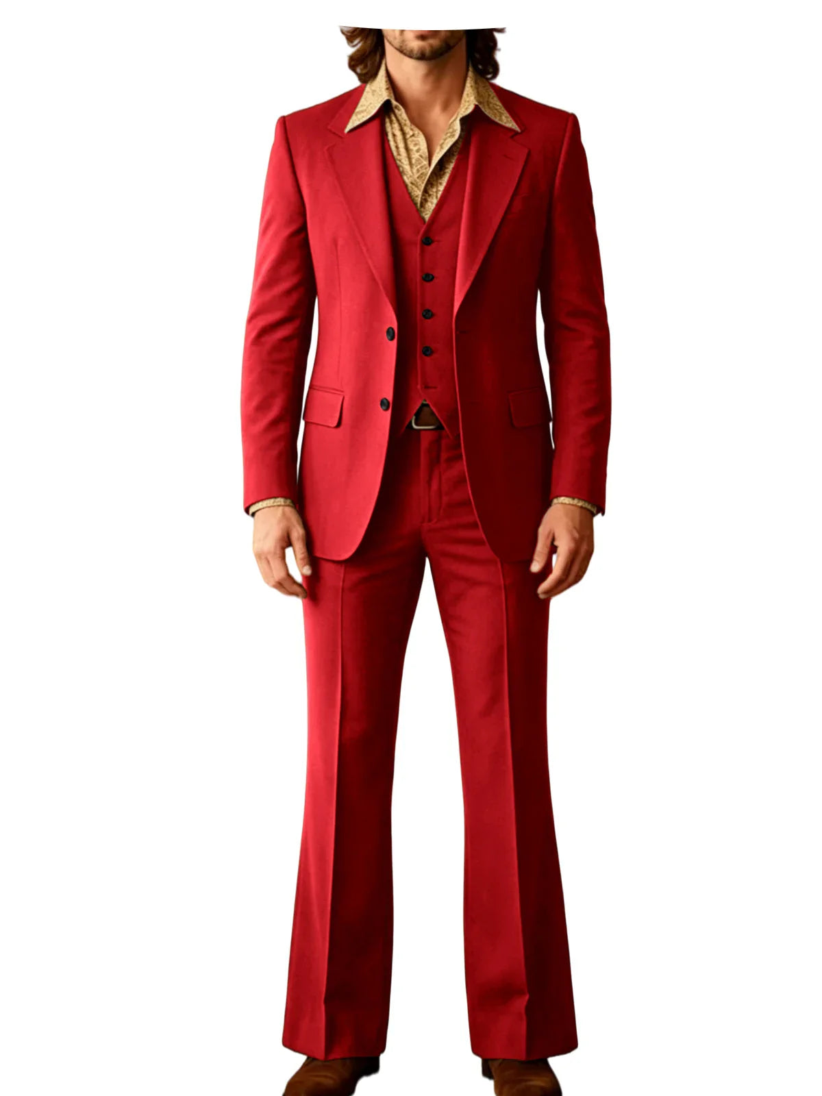 Retro Men's Linen 3 Piece Notch Lapel 2 buttons Jacket Flared Trouser Breathable Elastic for Casual Beach Wedding Groom Tuxedo