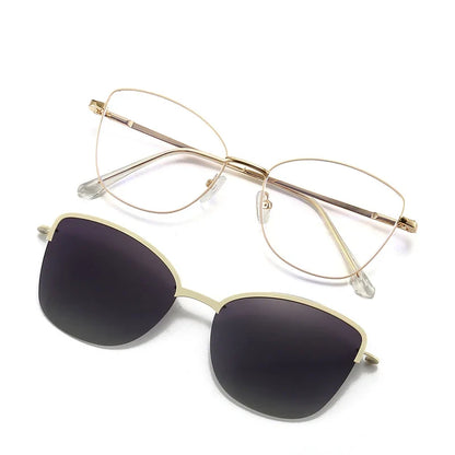 New Fashion Cat Eye Polarized Sunglasses Magnetic Clip-On Myopia Optical Glasses Customizable Prescription 7015