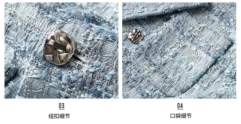 Autumn Loose Casual Colorful Blue Tweed Blazers Jacket for Men Long Sleeve Double Breasted Mens Designer Clothes