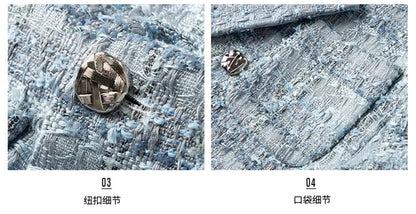 Autumn Loose Casual Colorful Blue Tweed Blazers Jacket for Men Long Sleeve Double Breasted Mens Designer Clothes
