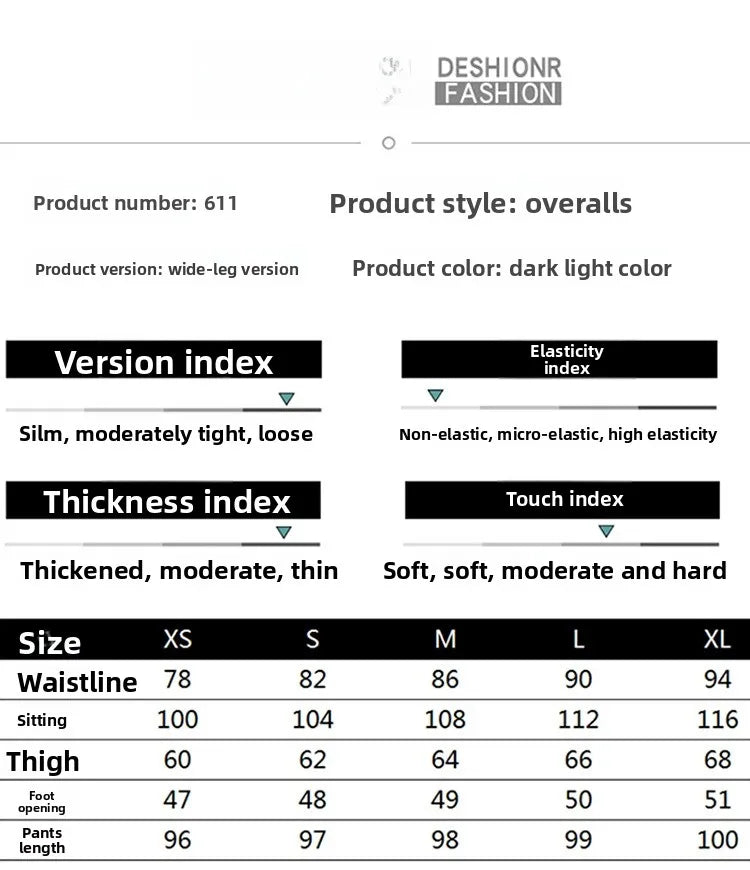 High Waist Wide Leg Denim Overalls Women's Loose Fitting Slimming Summer New Sle Gold nce Faionable Jeans