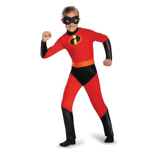 Girls Boys Vi o let Cosplay Costume Halloween Super Hero Costume Jumpsuit Incredibles Costume Kids Jack Fancy Dress Mask Party