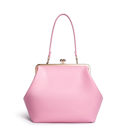 Fashion Large Kisslock Clip Shell Clutch Bag  Designer Women Handbags Luxury Soft Pu Leather Shoulder Bags Elegant Party Bag2026
