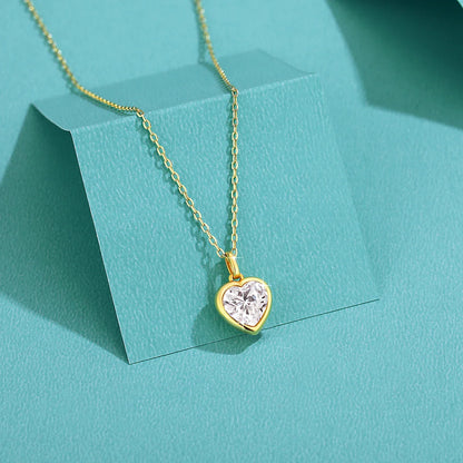 Simple Heart Cut Moissanite Pendant Necklace 14K Gold Women Eternity Love Anniversary Jewelry Wedding Gift 1/2 Carat