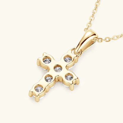 Certified Moissanite Cross Pendant Necklace Original S925 Sliver O-Chain Plated 14k Gold Necklaces for Women Fine Jewelry