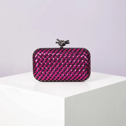 Hand Woven Clutch Purse Luxury For Women 2025 New High Grade Party Wedding Prom Mixed Colors Evening Bag Elegant Trend Chain Bag