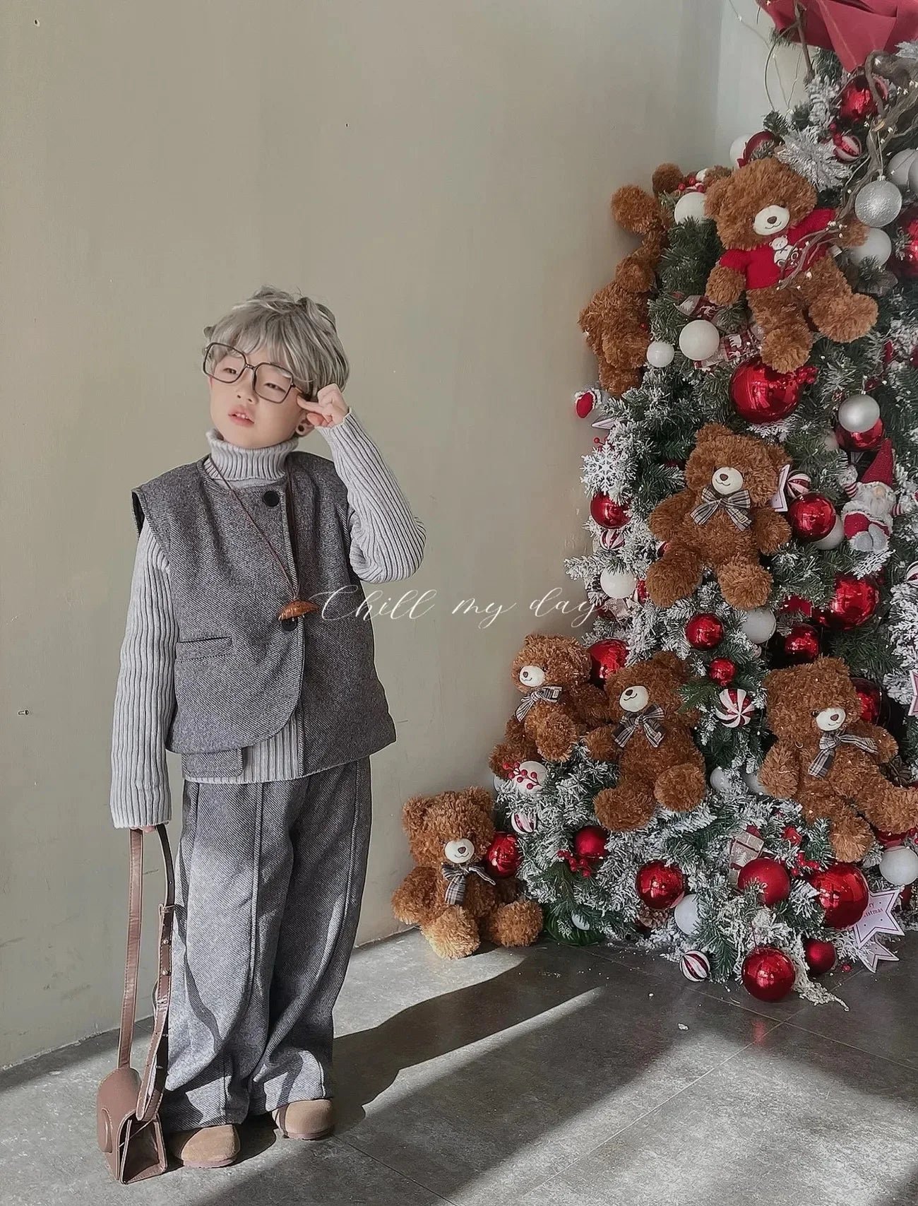 Children's Winter Thick 3pcs Set 2026 New Kids Boys & Girls Fashionable High Collar Sweater + Padding Vest + Velvet Pants 2-10Y