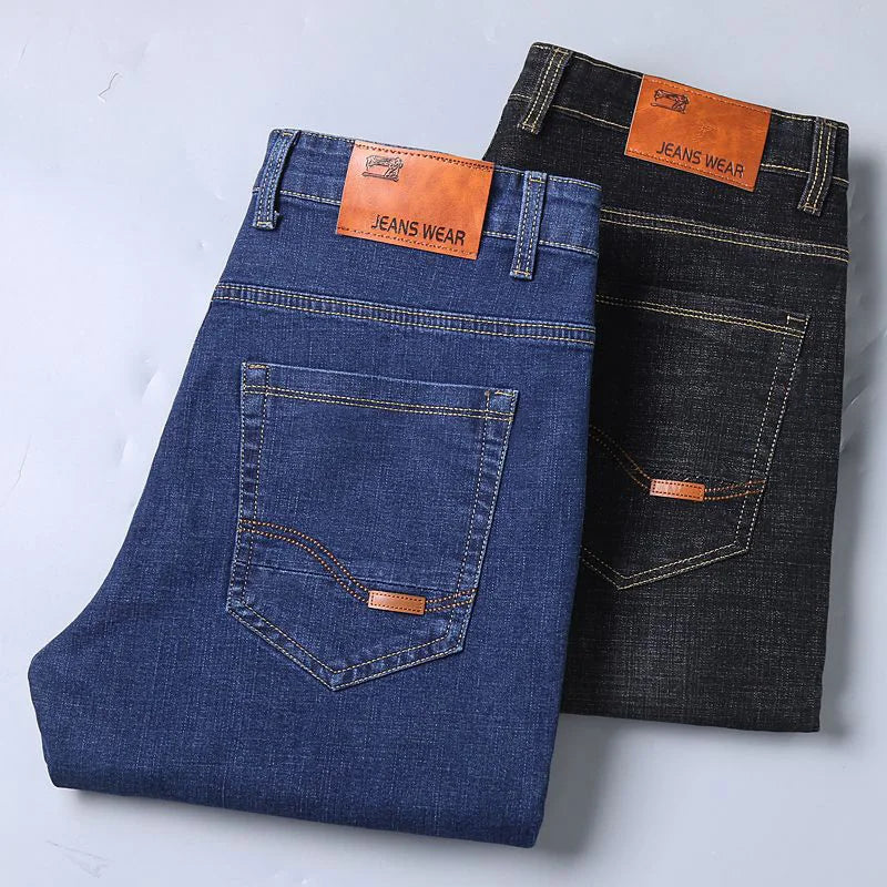 2024 Fashion Men Stretch Loose Straight Jeans Casual Elastic Slim Fit Denim Pants Male Brand Business Trousers Large size 38 40