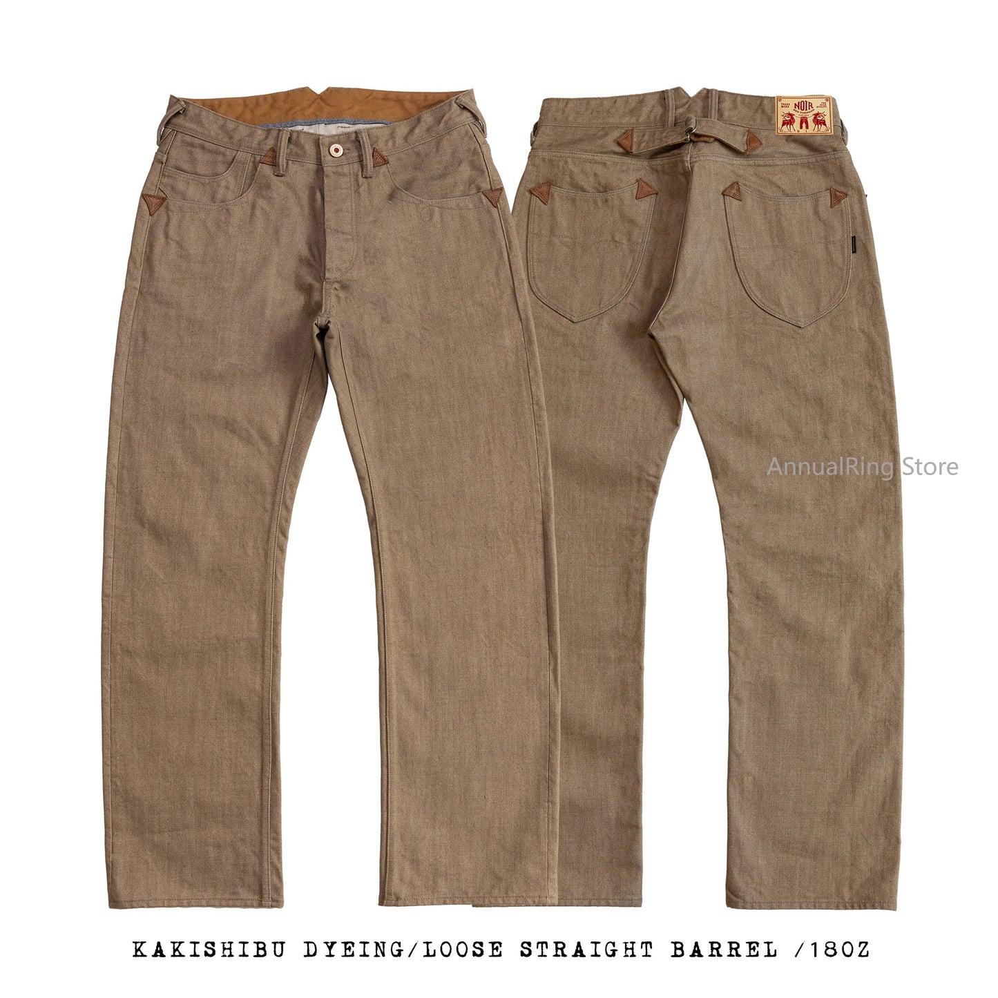 Dyed Jeans Loose Straight Heavy Selvedge Denim Pants Buckle Tooling Trousers 634