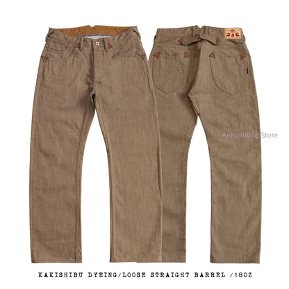 Dyed Jeans Loose Straight Heavy Selvedge Denim Pants Buckle Tooling Trousers 634