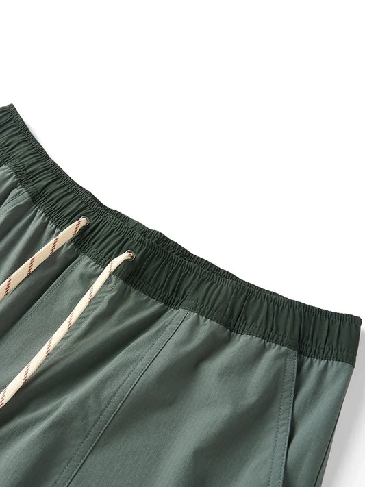 2025 Summer New 145gsm Elastic Fabric Beach Shorts Men Contrast Color Drawstring Athletic Shorts