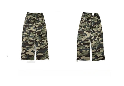Vintage Camouflage Cargo Pants Men Tactical Multi Pocket Loose Fit Straight Leg Outdoor Casual High Quality Work Pants Trendy