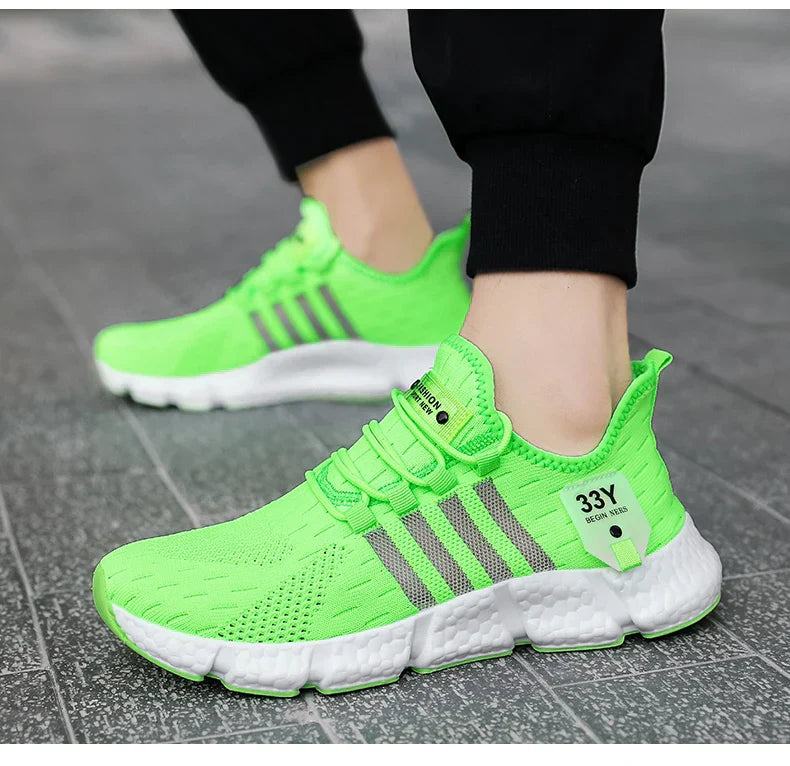 Breathable Mesh Men Shoes Trendy Lightweight Walking Flats Plus Size Male Tennis Sneakers Outdoor Running Fitness Shoes 2024