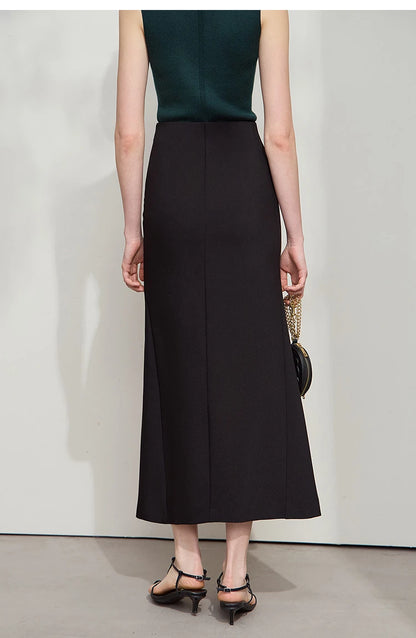Minimalist Skirt Mermaid For Women 2025 Spring New Elegant Office Lady Solid Mid Length Slim Thin Elastic Skirts 12521065