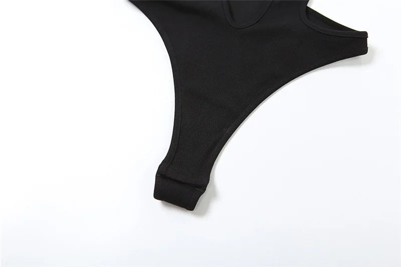 Mall Gothic Hollow Out Sexy Bodysuits Techwear Fashion Y2k Patchwork Tops Women Grunge Backless High Cut Slim Bodysuit