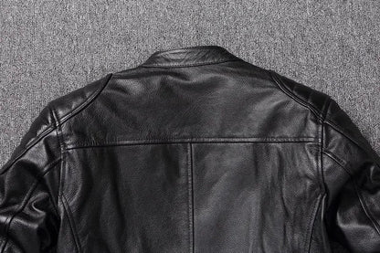 New 100% Cowhide Leather Jacket men Top Layer Clothes Men's Stand Collar Motorcycle Clothes  Autumn Winter Plus Size motorcycle