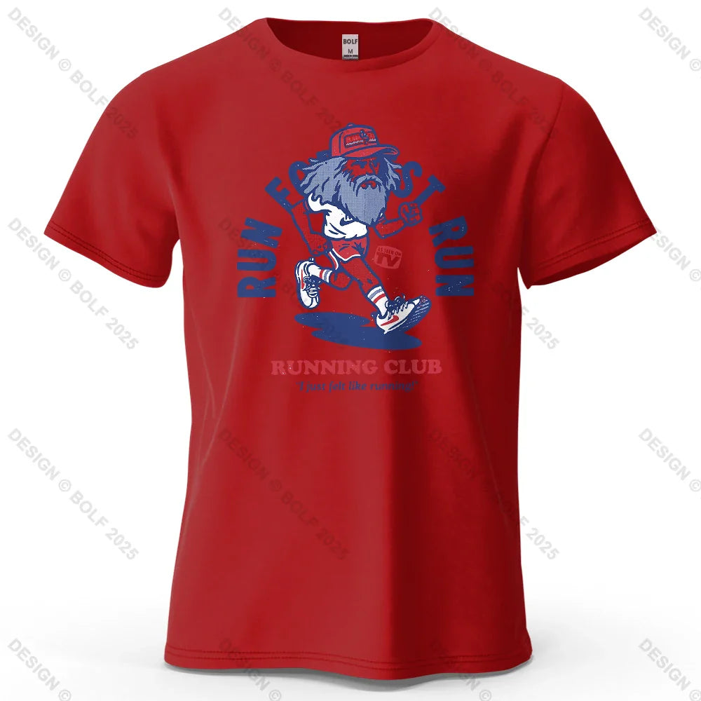 Running Club Printed Men's T-Shirt 100% Cotton Oversized Fitness Motivation Graphic Tees for Women Tops Tees Streetwear