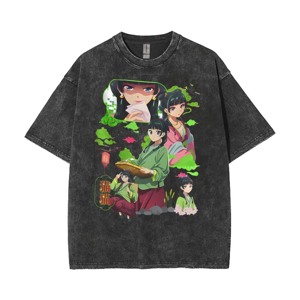 Mao Mao's Apothecary Diaries Anime Washed T-shirts Remedies Medicine Cartoon T Shirt Men Women Clothing Fashion Aesthetic Tshirt