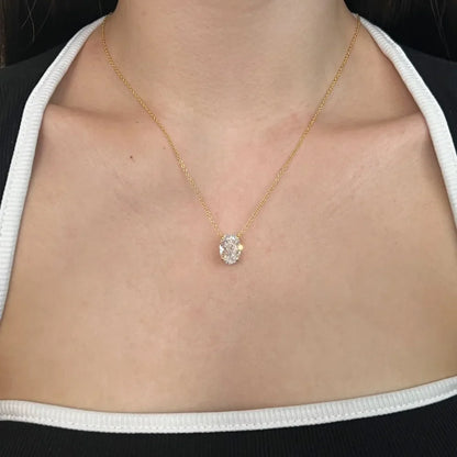 Solitaire Oval Cut 1-3CT Moissanite Pendant Necklace for Women Real 925 Silver GRA Certified Lab Diamond Neck Chain Gift