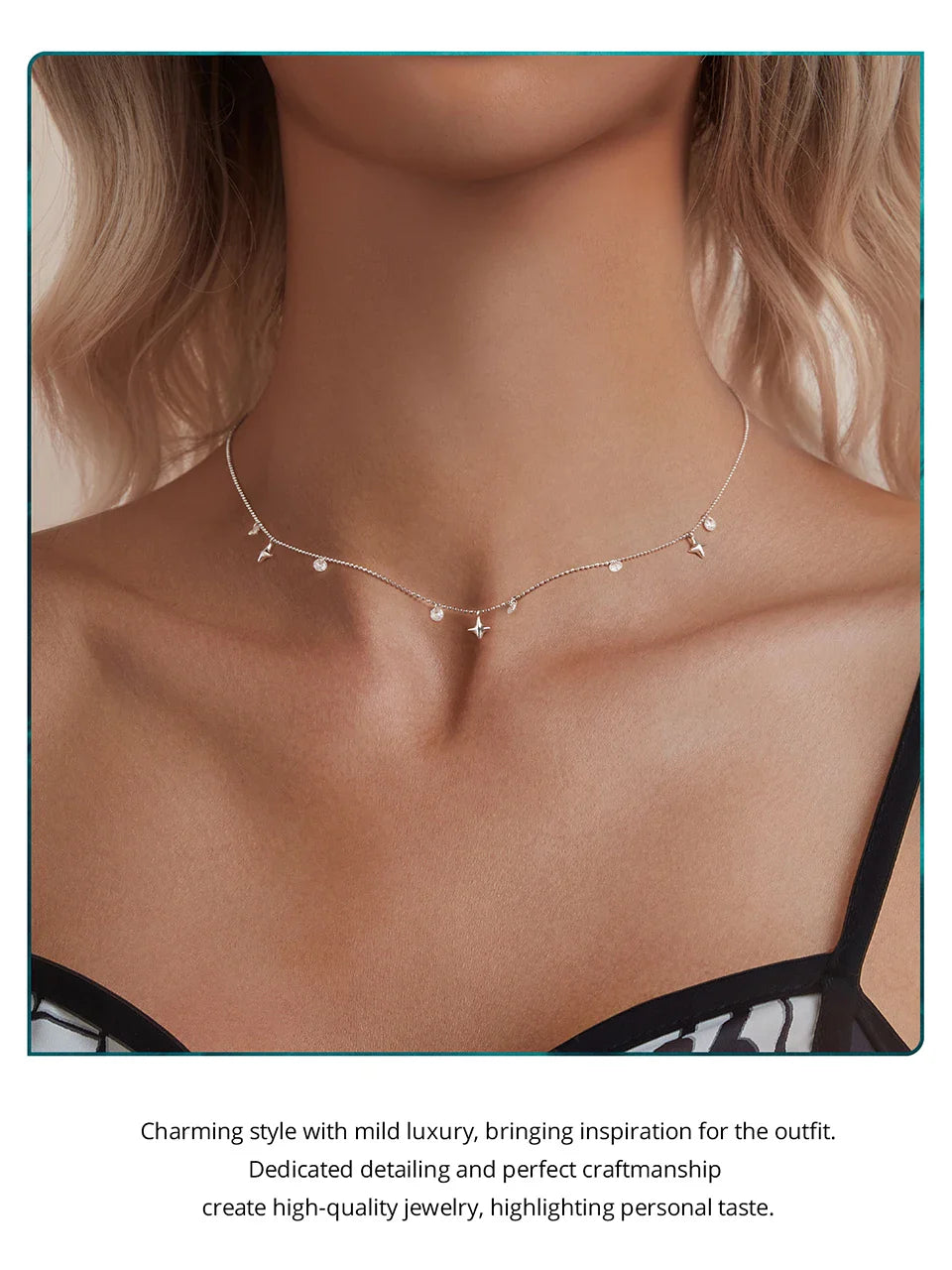 Genuine 925 Sterling Silver Dainty Starry Sky Tassel Necklace for Women, Cute Star Necklaces Christmas Jewel BSN414
