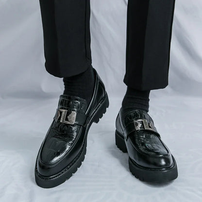 Mens Loafers Party Business Thick Soled Men Leather Shoes Dress Platform Shoes Comfortable Fashion New Casual Shoes for Men