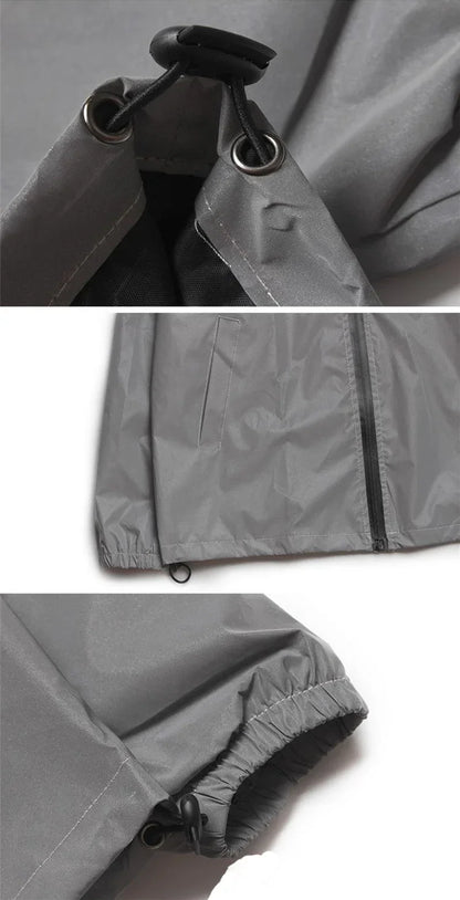 Plus Size 4XL Men Spring Autumn full reflective Windbreaker waterproof Jacket male High street hip hop Loose Hooded Coats