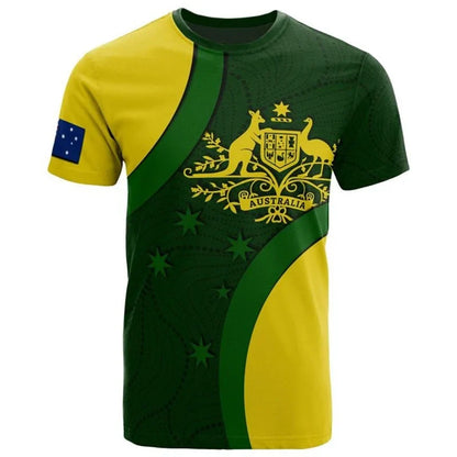 3D Print Australia Flag T Shirts Men Australian National Emblem T-shirt Street Summer Sports Short Sleeve Loose Tees Clothing