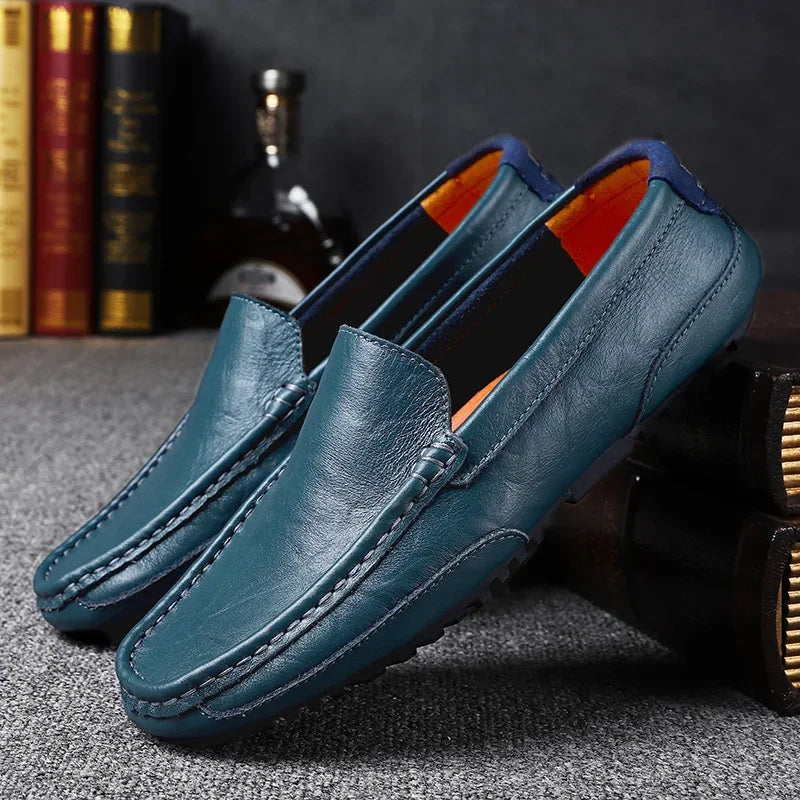Genuine Leather Breathable Mocasines Casual Loafers Leather Shoes For Men Slip On Formal Italian Driving Flat Chaussure Homme