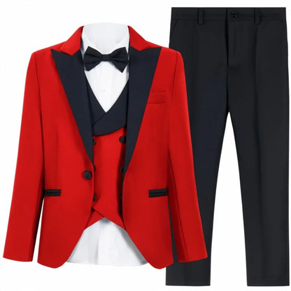 Multi-colors Boys Formal Suit Set 4 Pieces 3-14T Fast Delivery Kids Slim Fit Suits Wedding Ring Bearer Outfit Handsome Tuxedo