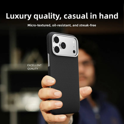 Luxury Magnetic Carbon Fiber Phone Case For iPhone 17 Pro Max 16 15 14 Comfortable Grip Shockproof Lightweight Business Cover