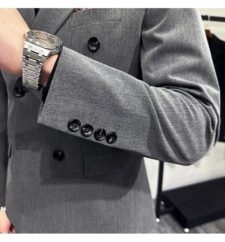 Jackets + Pants / Groom's Wedding Dress Best Fashion Mans Double -breasted Suit Blazer Trousers Male Formal Business Office Suit