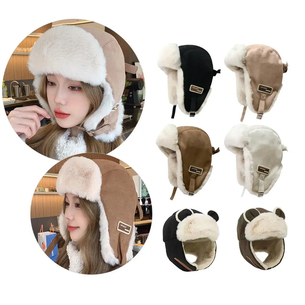 Thick Warm Russian Ushanka Fur Hat Fashion Male Female Winter Hat Black Grey Earflap Ski Russian Cap Bomber Hat Gifts