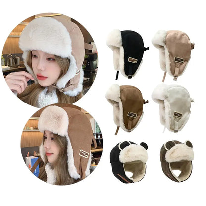Thick Warm Russian Ushanka Fur Hat Fashion Male Female Winter Hat Black Grey Earflap Ski Russian Cap Bomber Hat Gifts