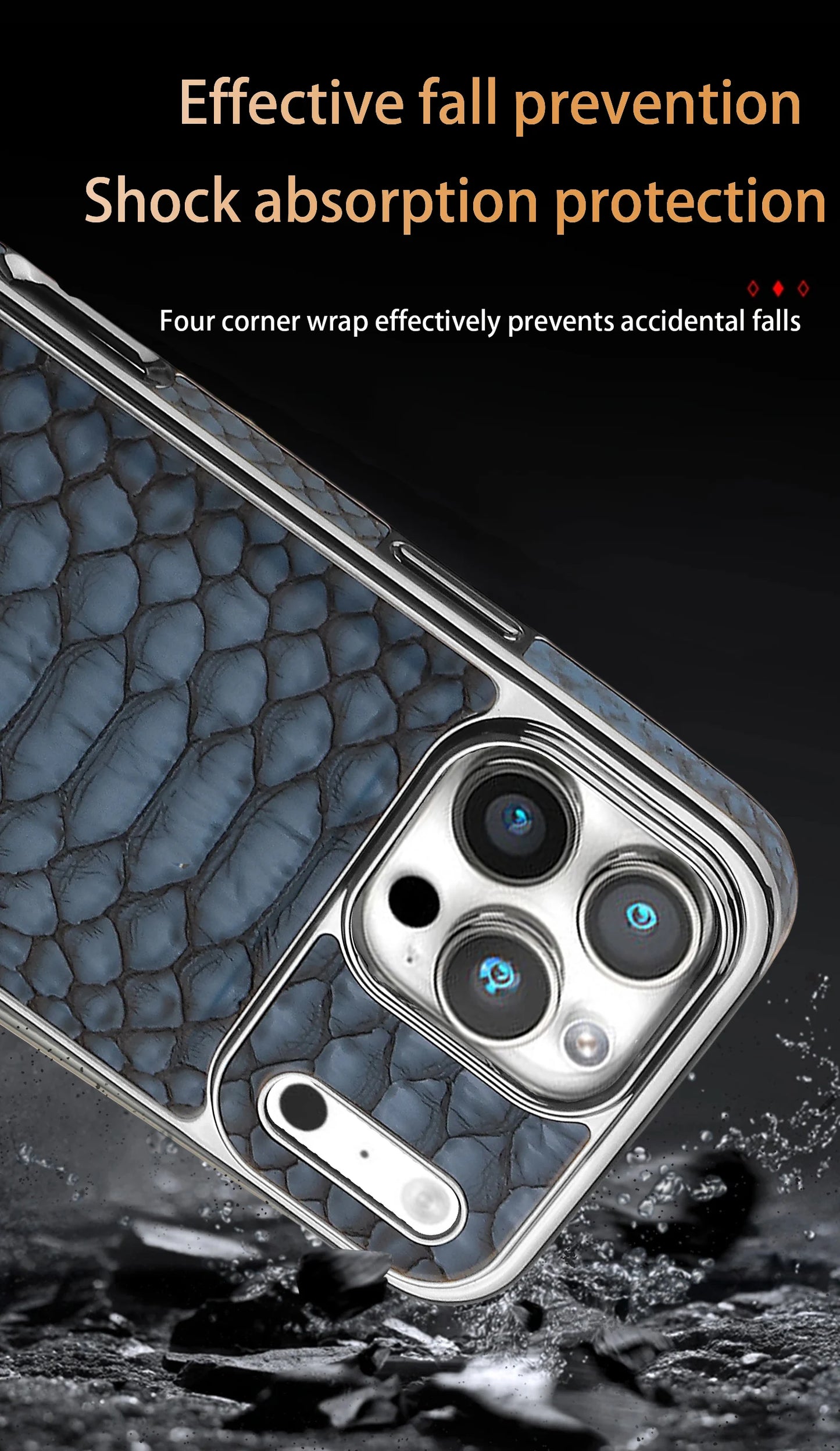 Luxurious And Stylish Snake Patterned Leather Phone Case, For IPhone 17 16 15 Pro Max 17Air Protective Case, With Flannel Lining