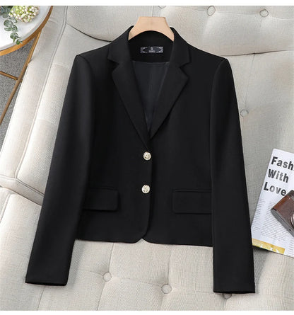 Spring Autumn Fashion Short Women Blazers Elegant Female Suits Jacket Tops Casual Solid Long Sleeve Office Lady Blazer Coat 4XL
