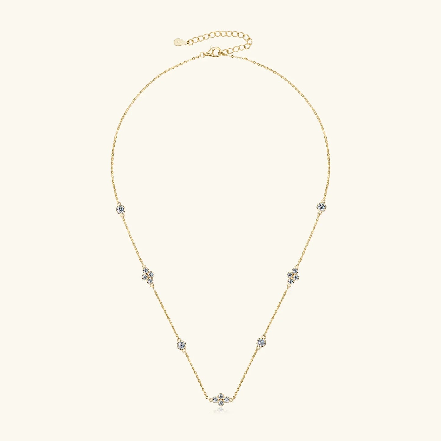 925 Sterling Silver Choker Necklaces 3mm Moissanite Clover Necklace for Women Neck Chain Female Jewelry Gift